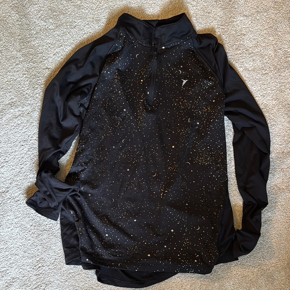 Old Navy Black Cosmic Quarter-Zip Pullover